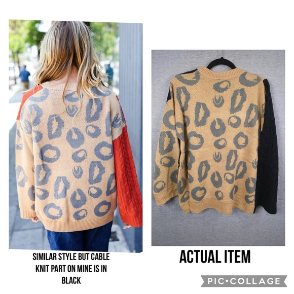 👯‍♀️Host Pick⚡️Bibi Animal Print & Cable Knit Colourblock Sweater - Picture 2 of 10